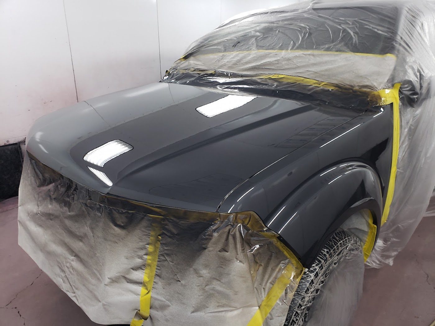 Front end masked for paint