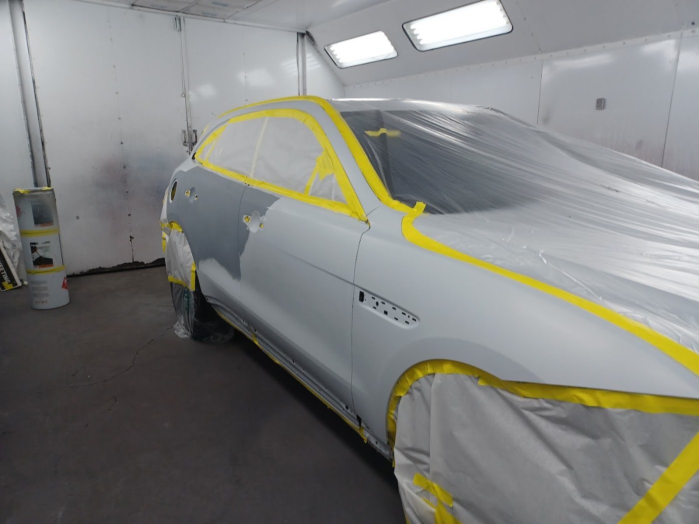Truck masked for paint